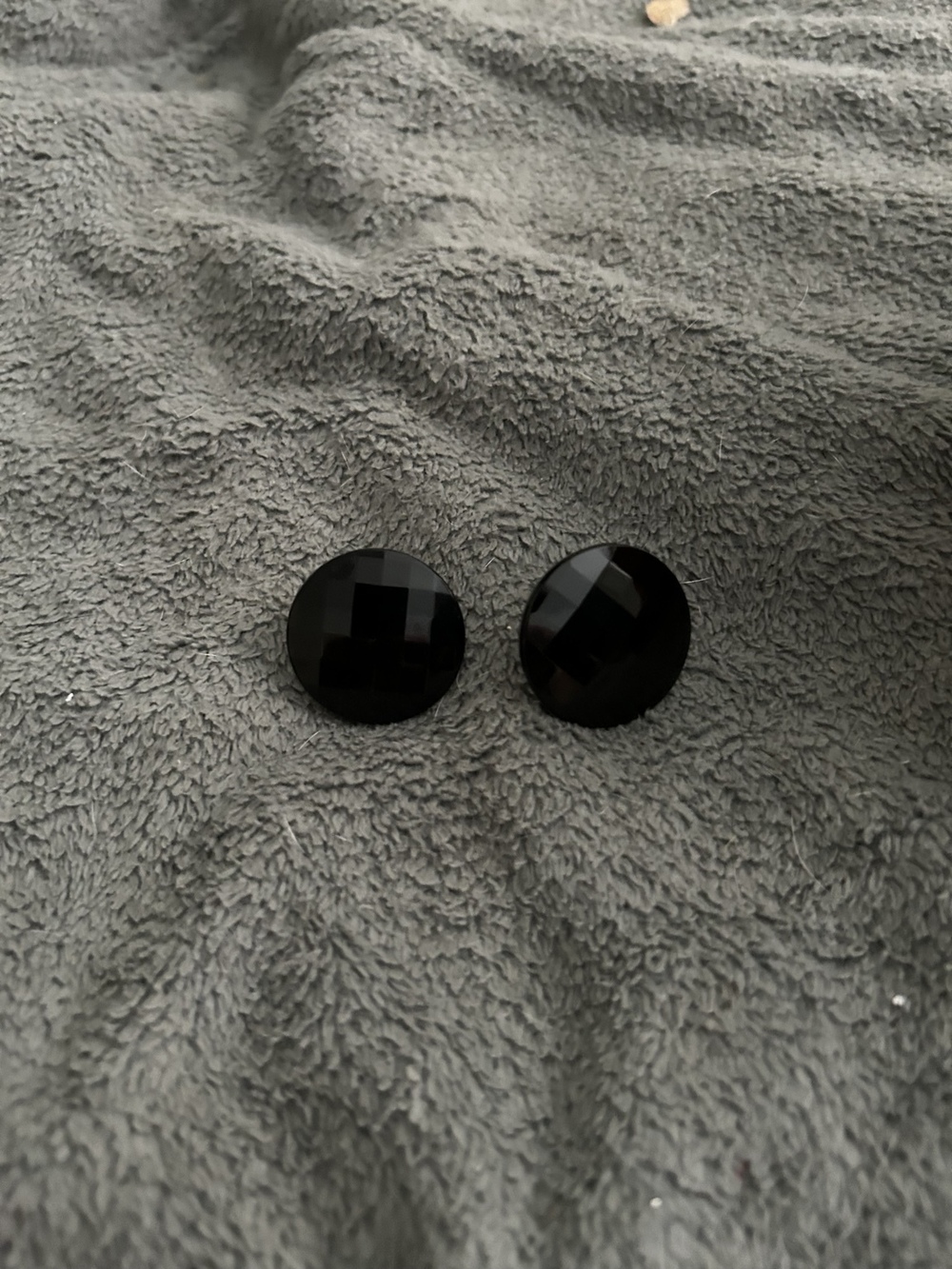 🖤 Black Faceted Round Statement Clip-On Earrings